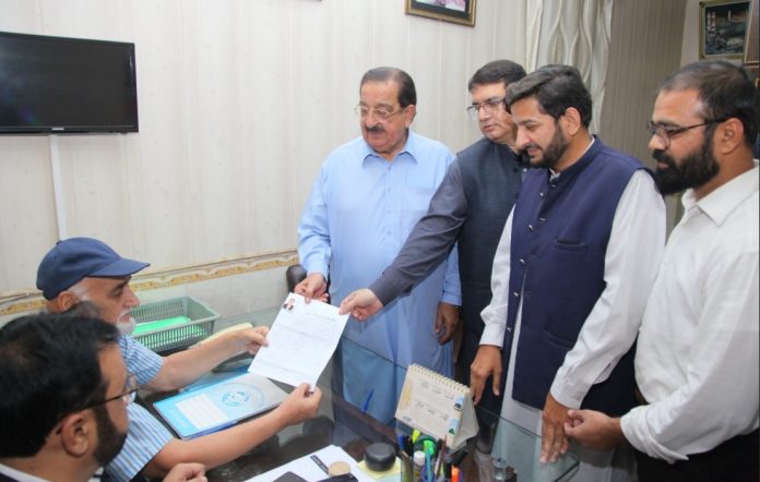 Khuram Nawaz Gandapur has submitted his nomination papers for the post of Secretary General.